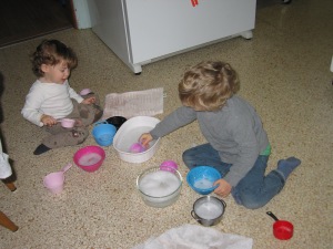 How to mop the kitchen floor with kids