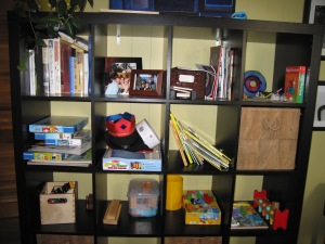 Ikea bookshelves in living room